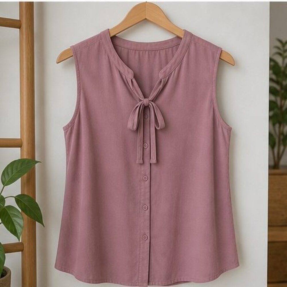 Mauve Tie Neck Blouse